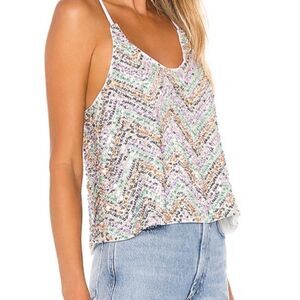 NBD Pastel Rainbow sequins top size medium NWT
